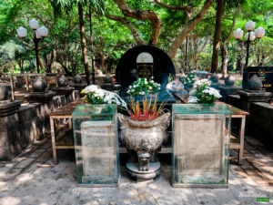View of Miss Sau's grave in the morning in Con Dao