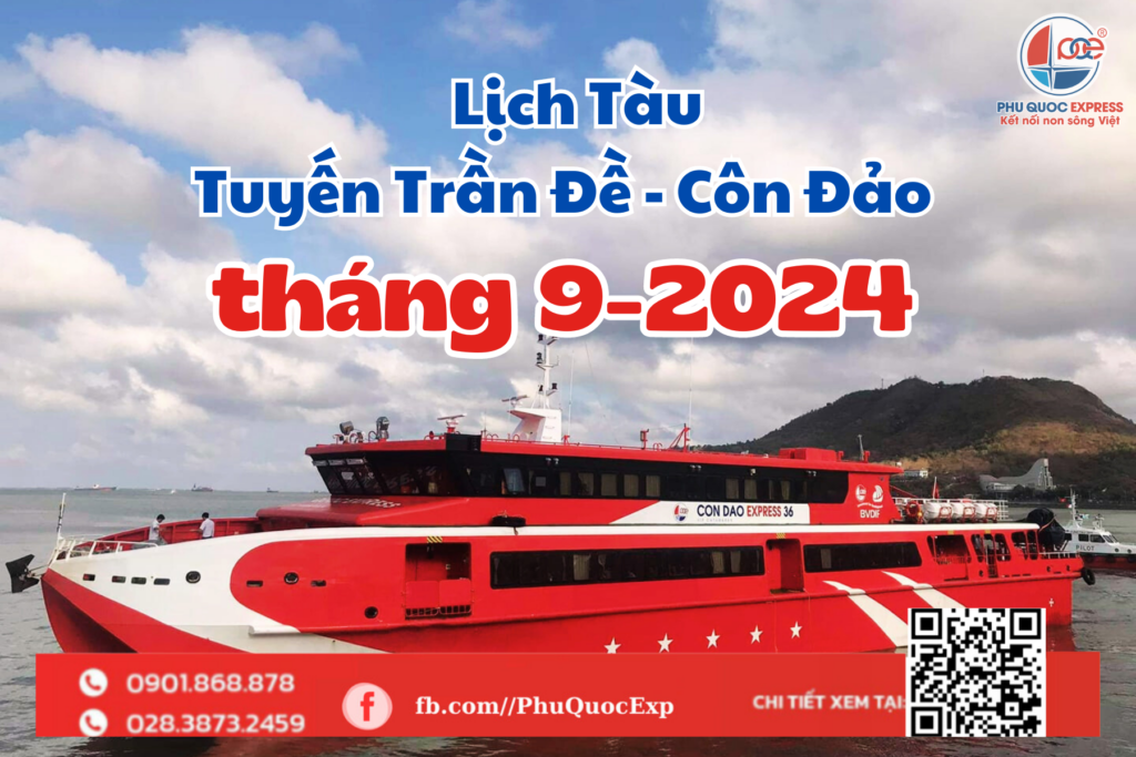 Tran De-Con Dao 열차 시간표 2024년 9월
