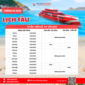 lịch tàu tuyến Trần Đề-Côn Đảo tháng 10-2024