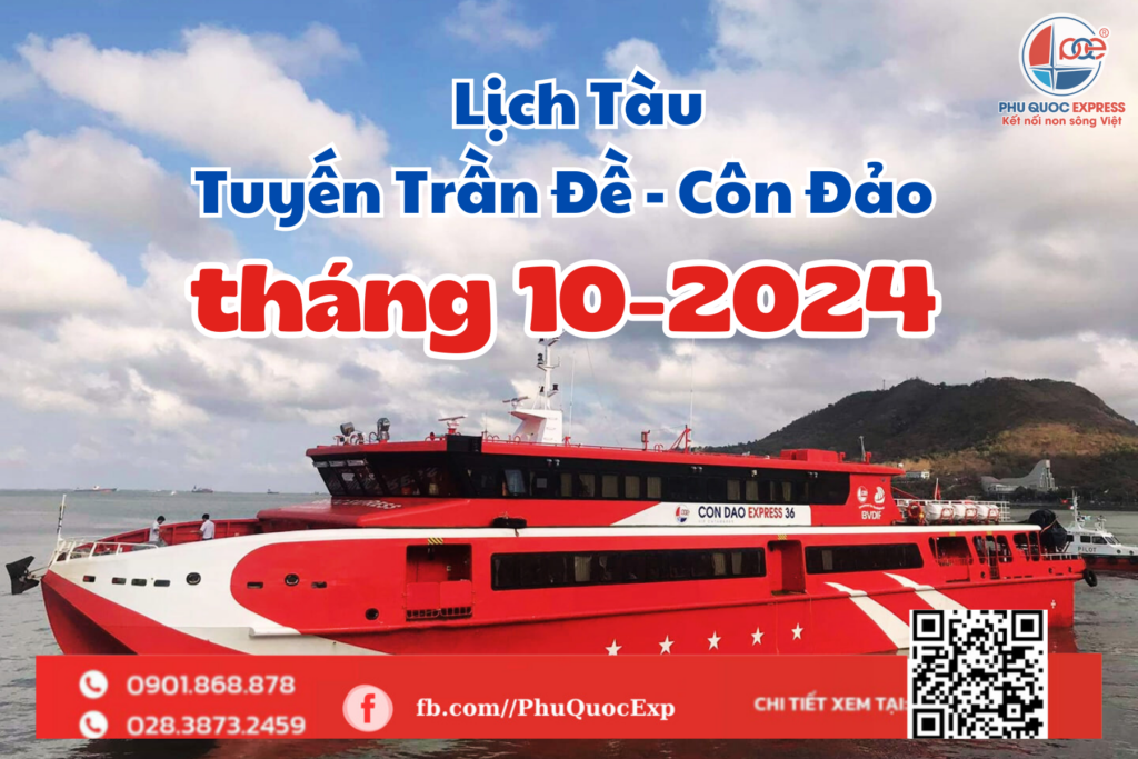 Tran De-Con Dao 열차 시간표 2024년 10월