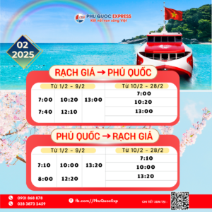 lịch tàu tuyến Phú Quốc tháng 2-2025