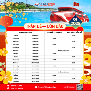lịch tàu tuyến Trần Đề-Côn Đảo tháng 1-2025