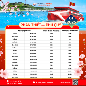 lịch tàu tuyến Phan Thiết-Phú Quý tháng 1-2025