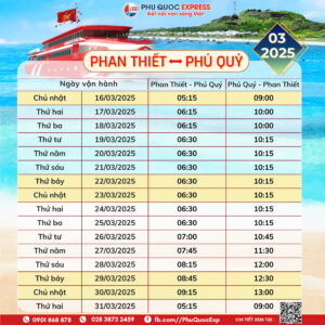 lịch tàu tuyến Phan Thiết-Phú Quý tháng 3-2025