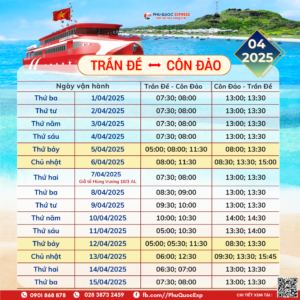 2025 年 4 月 Tran De-Con Dao 火车时刻表