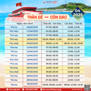 2025 年 4 月 Tran De-Con Dao 火车时刻表