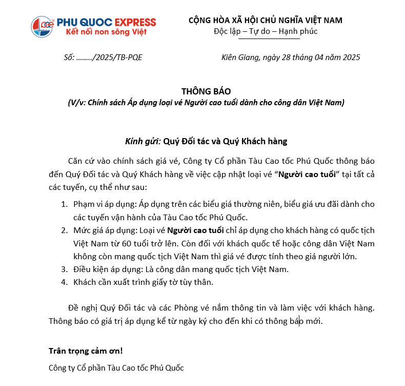 28.04.2025 Notice of Changes in Ticket Policy