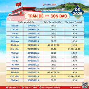 2025 年 6 月 Tran De-Con Dao 火车时刻表