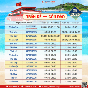 Tran De-Con Dao train schedule May 2025