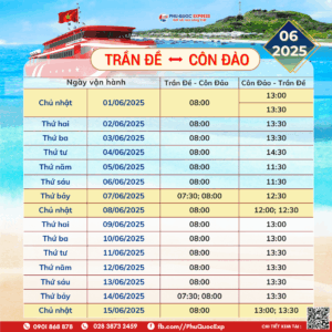 2025 年 6 月 Tran De-Con Dao 火车时刻表