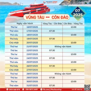 Vung Tau-Con Dao train schedule July 2025