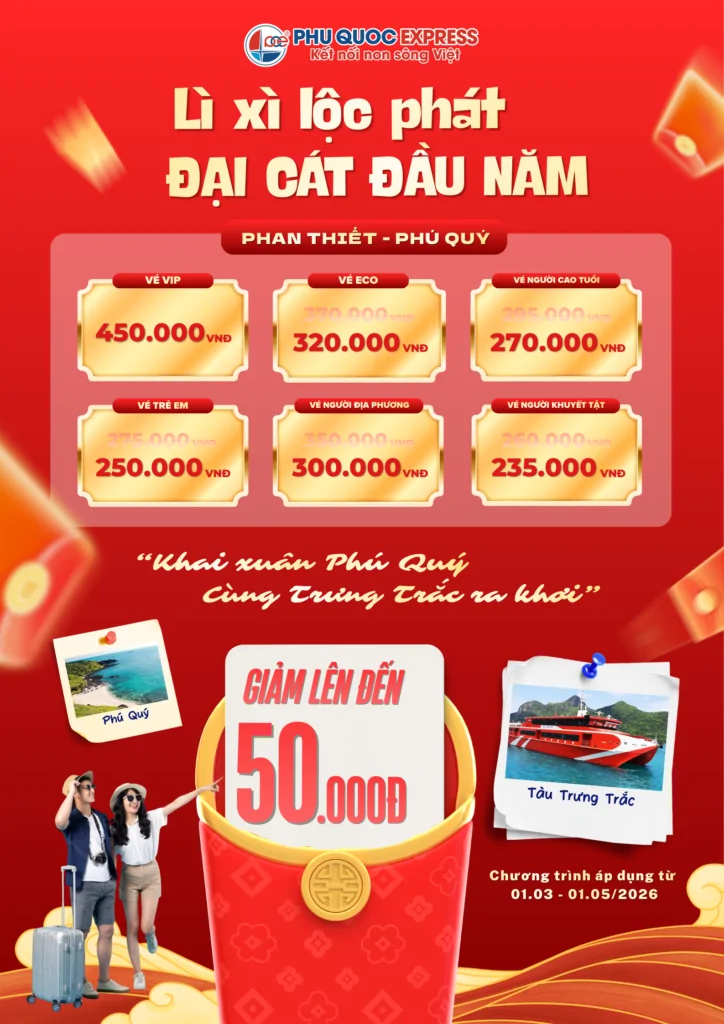 កម្មវិធីផ្សព្វផ្សាយសម្រាប់ផ្លូវហោះហើរ Phan Thiết - Phú Quý ចាប់ពីថ្ងៃទី 1 ខែមីនា ដល់ថ្ងៃទី 1 ខែឧសភា។