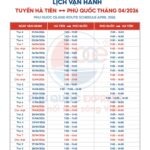 Schedule for Route Hà Tiên - Phú Quốc for April 2026