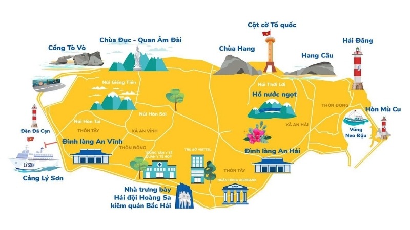 Bản đồ các địa điểm du lịch Lý Sơn đẹp không thể bỏ lỡ