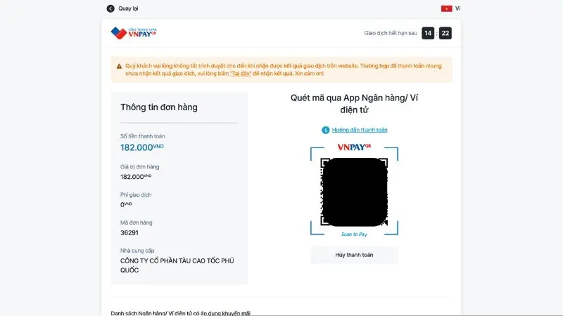 QR Code Scan Interface via VNPay