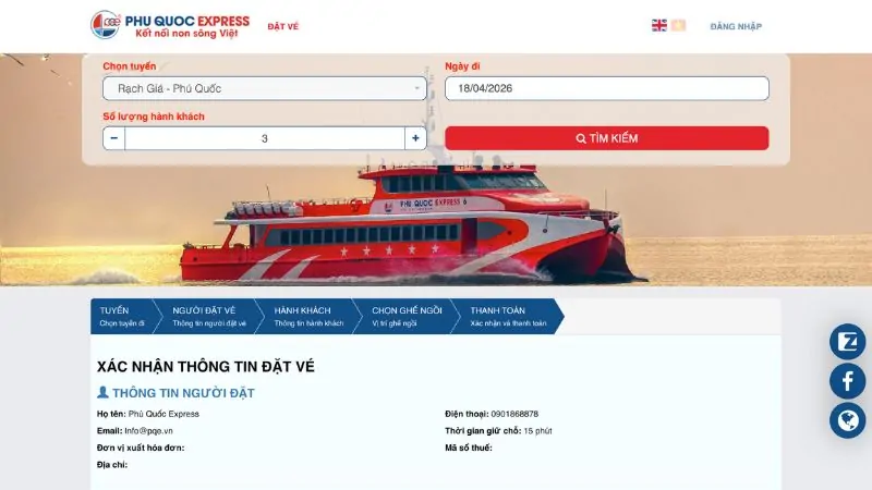 Kiểm tra lại thông tin đặt vé tàu Phú Quốc Express