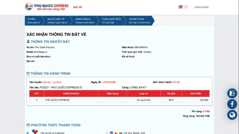 Check booking information again