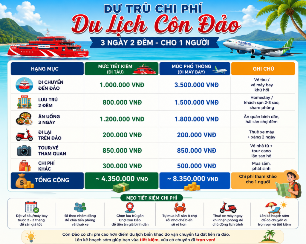 Côn Đảo旅行費用見積書の詳細