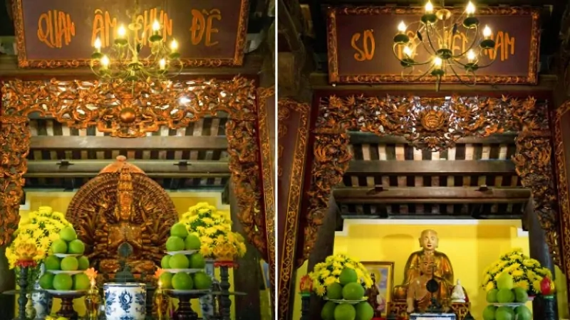 Không gian bên trong chánh điện Vân Sơn Tự Côn Đảo