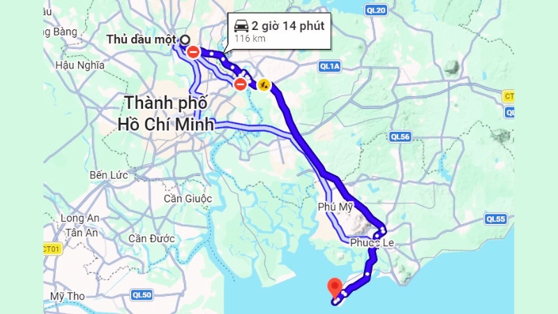 Khoảng cách từ Thủ Dầu Một đến Cảng Cầu Đá Vũng Tàu là bao xa? Thời gian di chuyển?