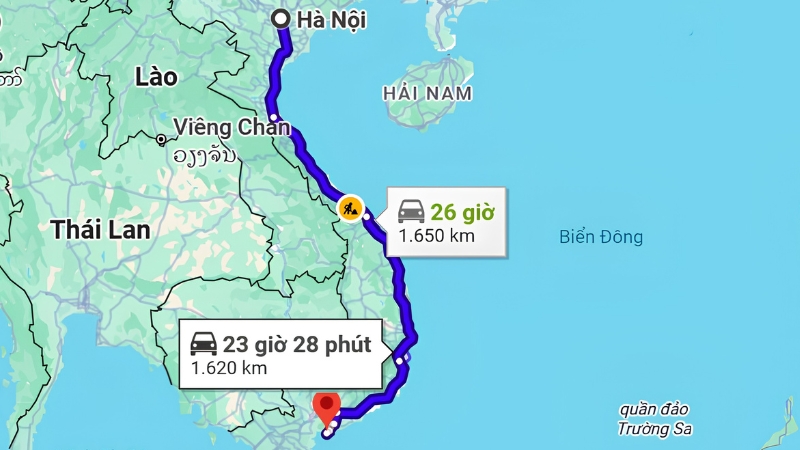 Khoảng cách từ Hà Nội đến Cảng Cầu Đá Vũng Tàu