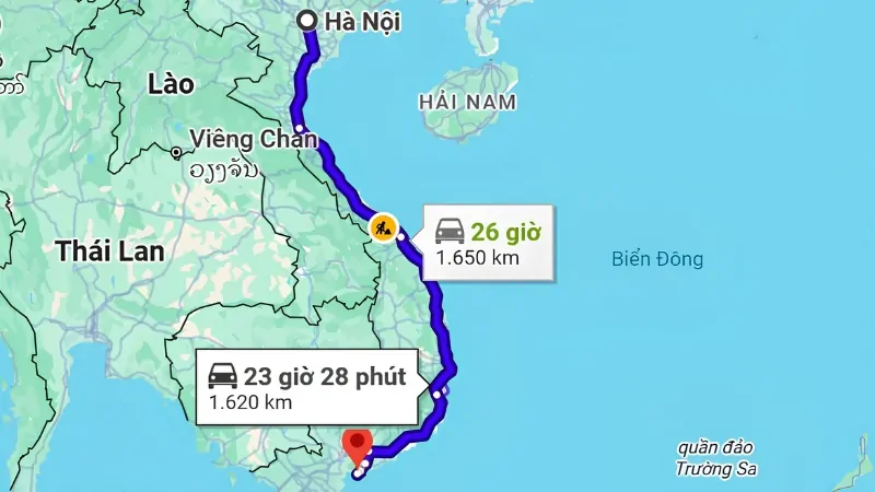 Khoảng cách từ Hà Nội đến Cảng Cầu Đá Vũng Tàu