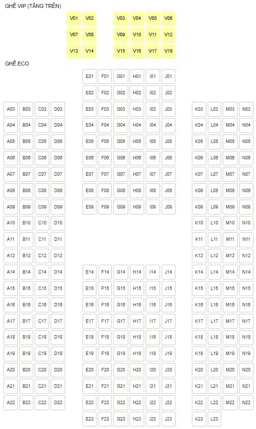 Sơ đồ ghế ngồi tàu Phú Quốc Express 9