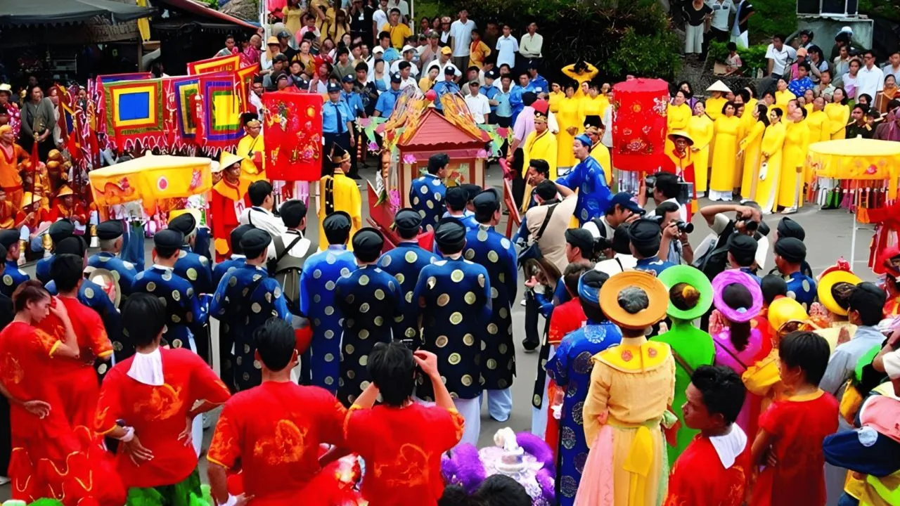 Khung cảnh trang nghiêm và đông đảo du khách tại Lễ Vía Bà Ngũ Hành ở Côn Đảo