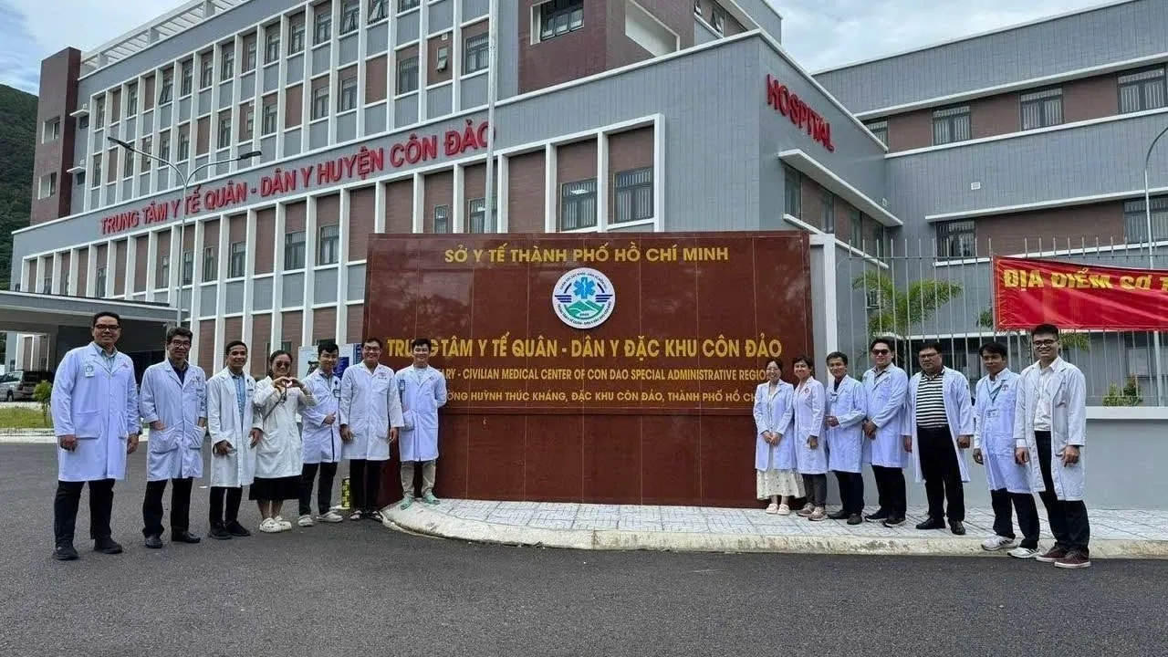 Toàn cảnh mặt tiền cơ sở mới Trung tâm Y tế Quân dân y Côn Đảo
